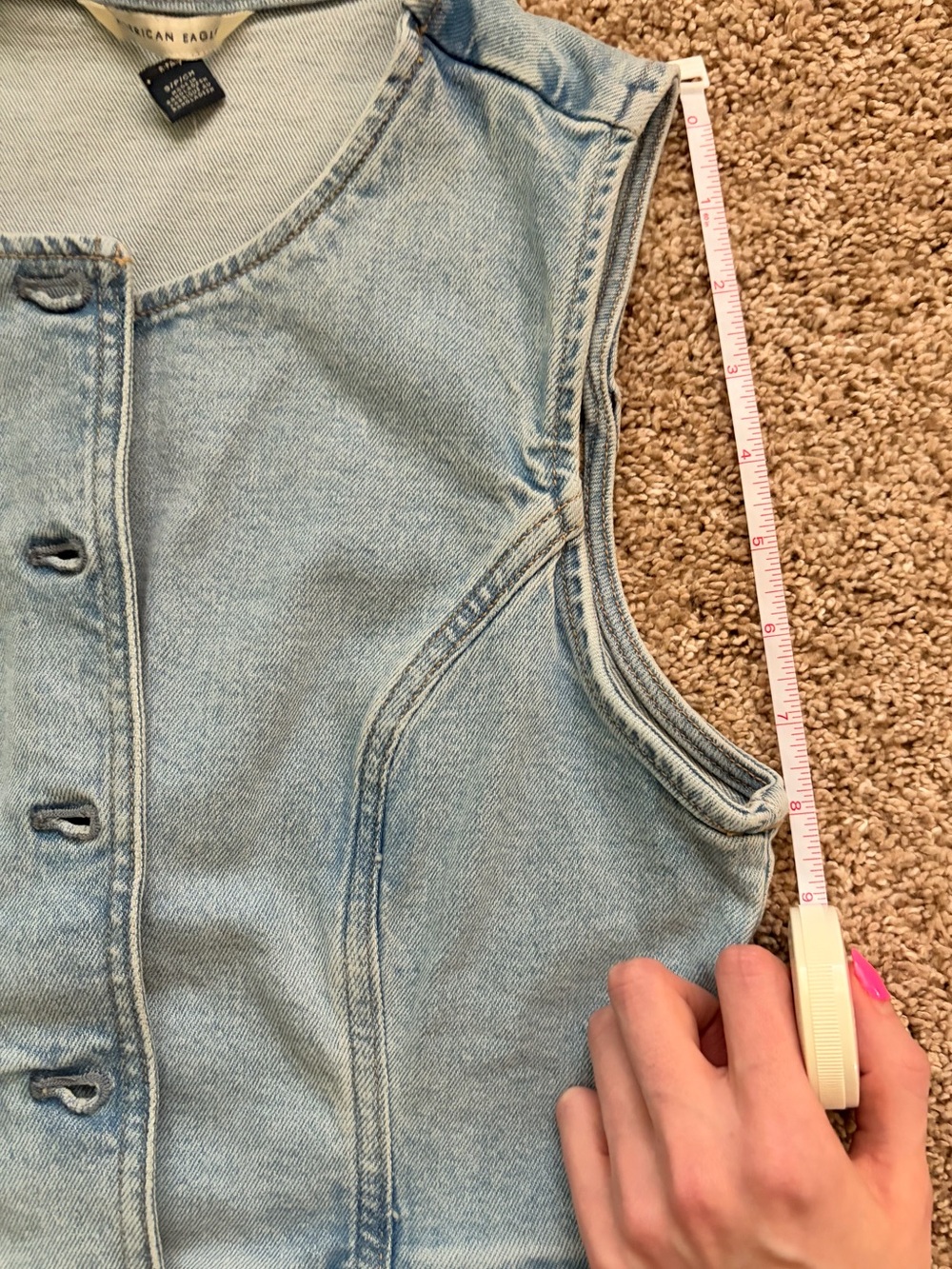 🌵AE American Eagle Outfitters Crew Neck Button-Up Denim Vest - Picture 7 of 7
